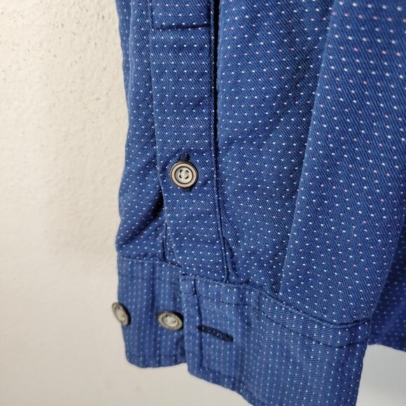 Carbon 2 Cobalt men's blue Button Down Shirt S Med 100% cotton Swiss Dot - Picture 5 of 10